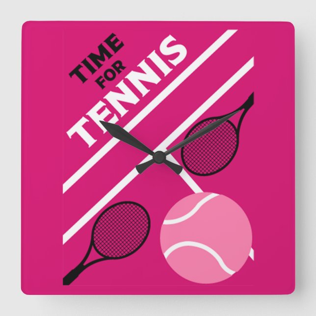 Lawn Tennis Players    Square Wall Clock (Front)