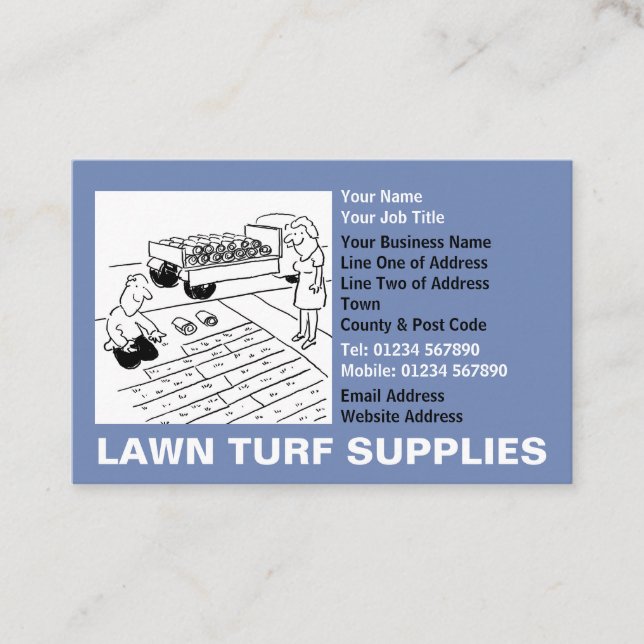 Lawn Turf Supplies Cartoon Business Card (Front)