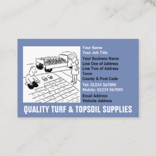 Lawn Turf & Topsoil Supplies Cartoon Business Card