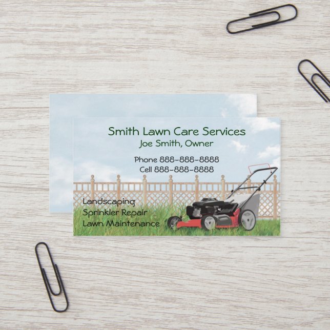Lawn Yard Maintenance Servies Business Card (Front/Back In Situ)