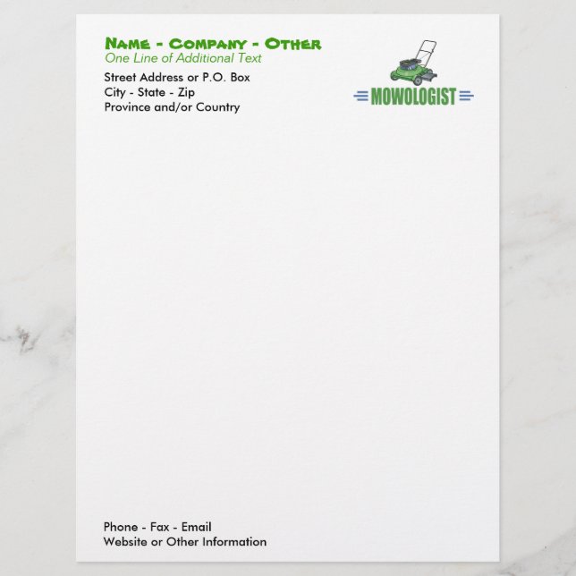 Lawn Yard Mowing, Mow Lawns, Landscaping Lawn Care Letterhead (Front)