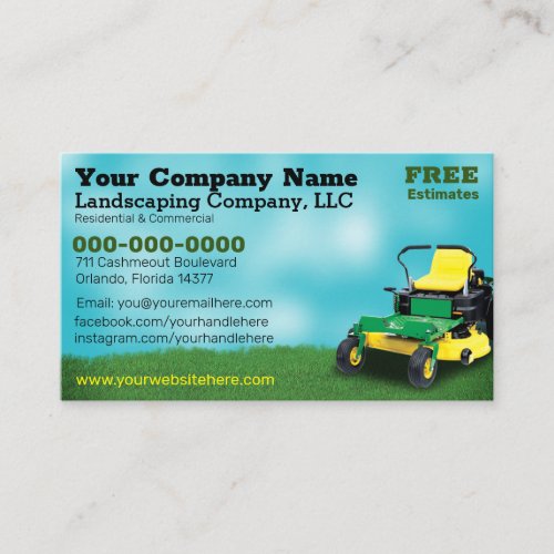 Lawncare Landscaping Grass Cutting Business Card