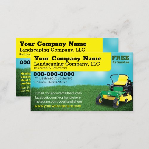 Lawncare Landscaping Grass Cutting Business Card