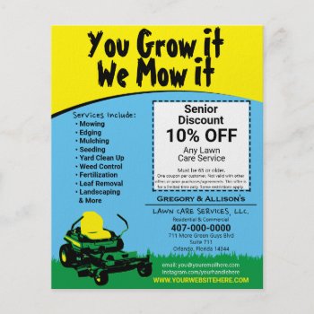 Lawncare Landscaping Grass Cutting  Flyer by WhizCreations at Zazzle