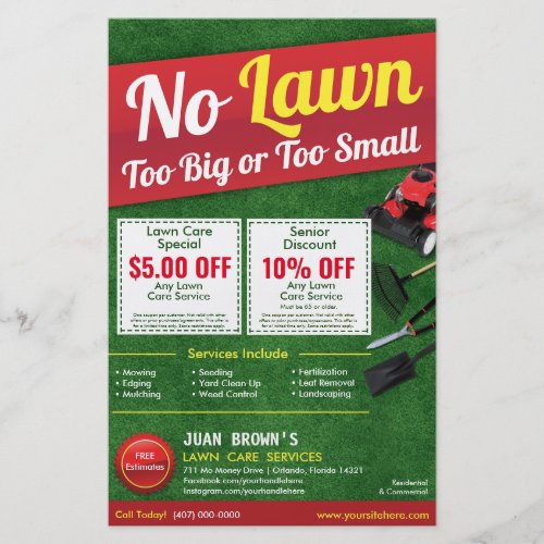LawnCare Landscaping Grass Cutting Flyer 85 x 55