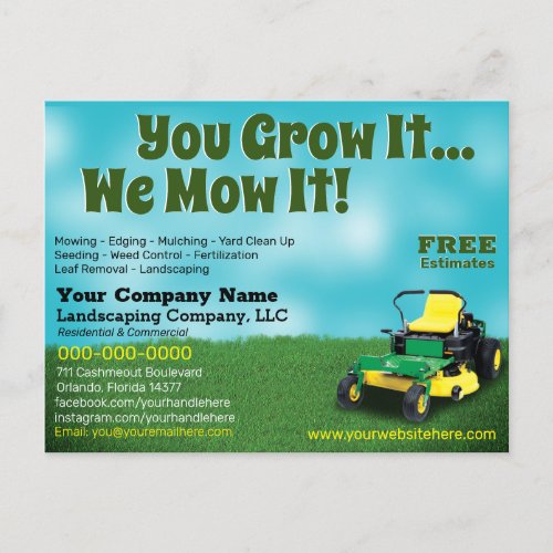 Lawncare Landscaping Grass Cutting Flyer Postcard