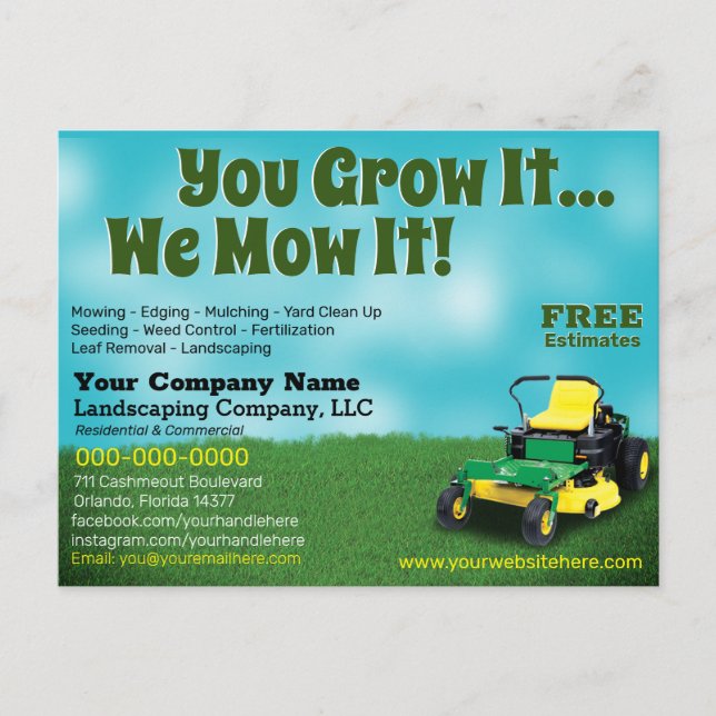 Lawncare Landscaping Grass Cutting Flyer Postcard (Front)