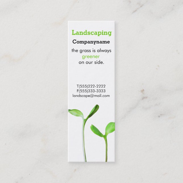 Lawncare  Landscaping Law green sprouts Mini Business Card (Front)