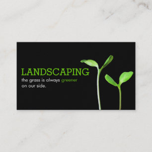 Lawncare Landscaping Lawn green sprouts black Business Card