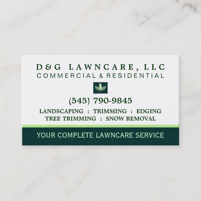 Lawncare or Landscaping Square Leaf Business Card (Front)