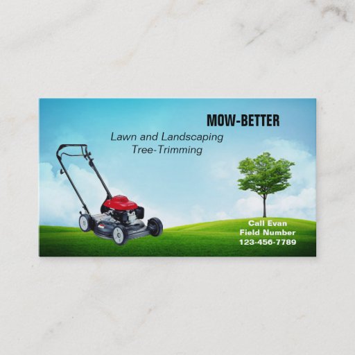 Customizable Lawnmower and Landscaping Business Cards