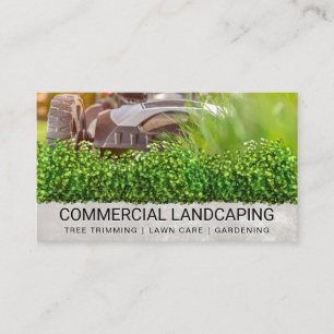 Lawnmower Cutting Grass Landscape Bushes Business Card