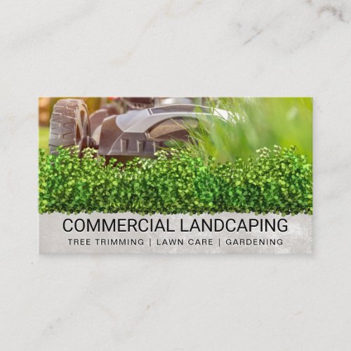 Lawnmower Cutting Grass  Landscape  Bushes Business Card