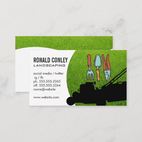 Lawnmower  Gardening Tools Logo Business Card