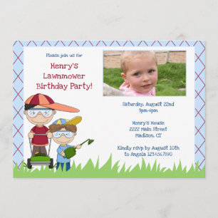 Lawnmower Landscaping Birthday Party Invitation