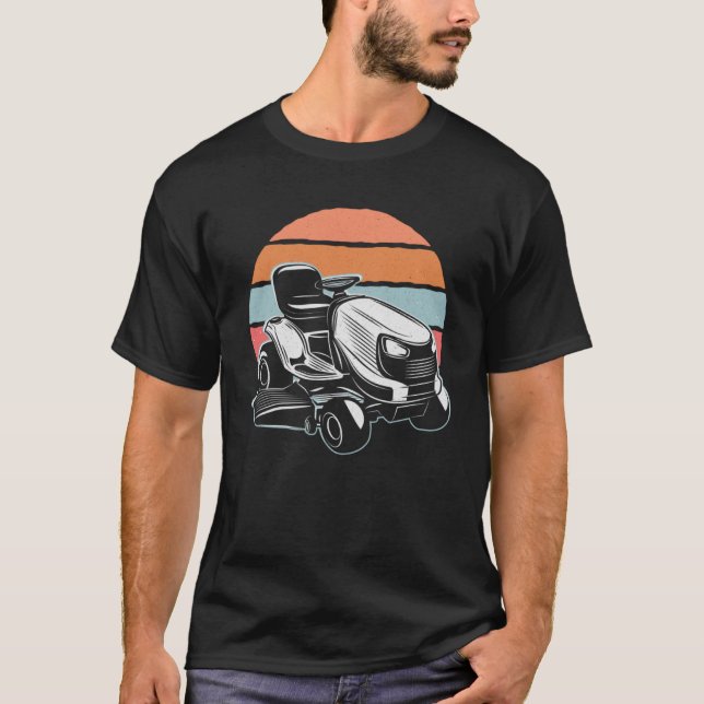 Lawnmower Lawn Tractor Gardener Garden Retro Vinta T-Shirt (Front)