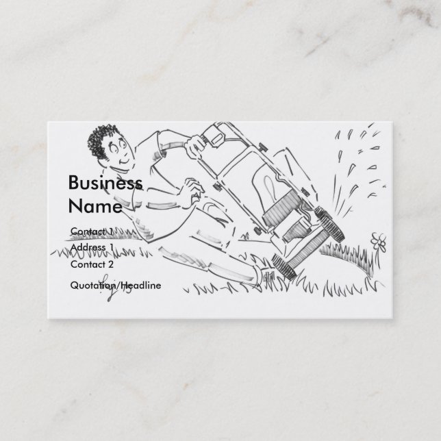 Lawnmower lawnmowing Drawing Business Cards (Front)