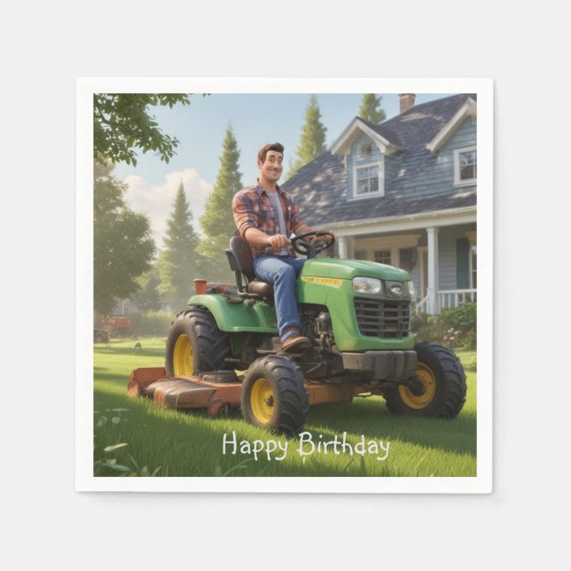 Lawnmower Man Birthday Napkins (Front)