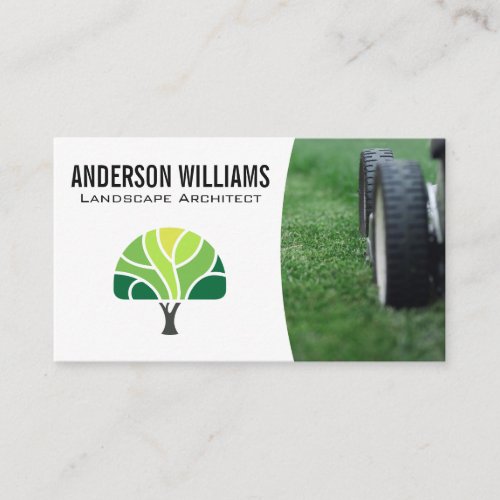 Lawnmower  Tree Logo Business Card