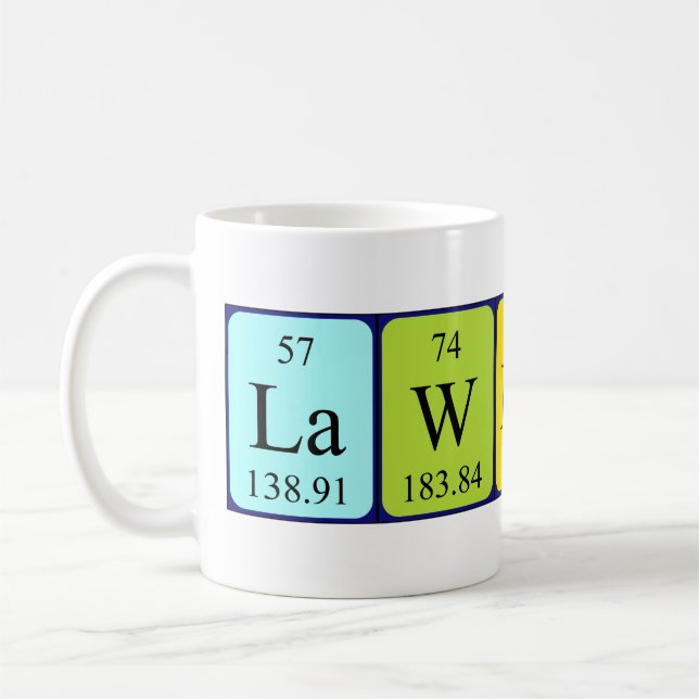 Lawrance periodic table name mug (Left)