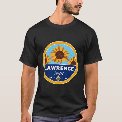 Lawrence Kansas Ks Sunflower Badge T_Shirt