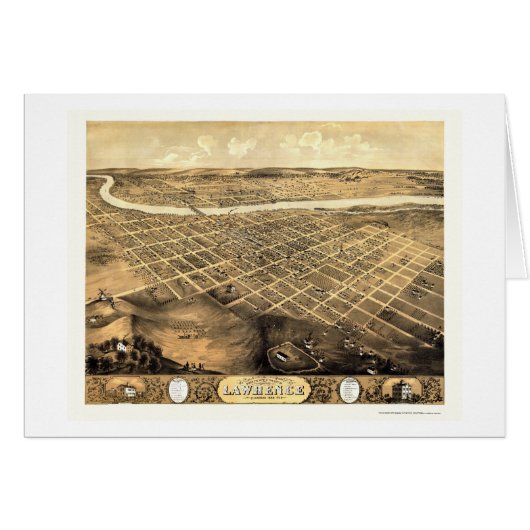 Lawrence, KS Panoramic Map - 1869 Cards (Front Horizontal)