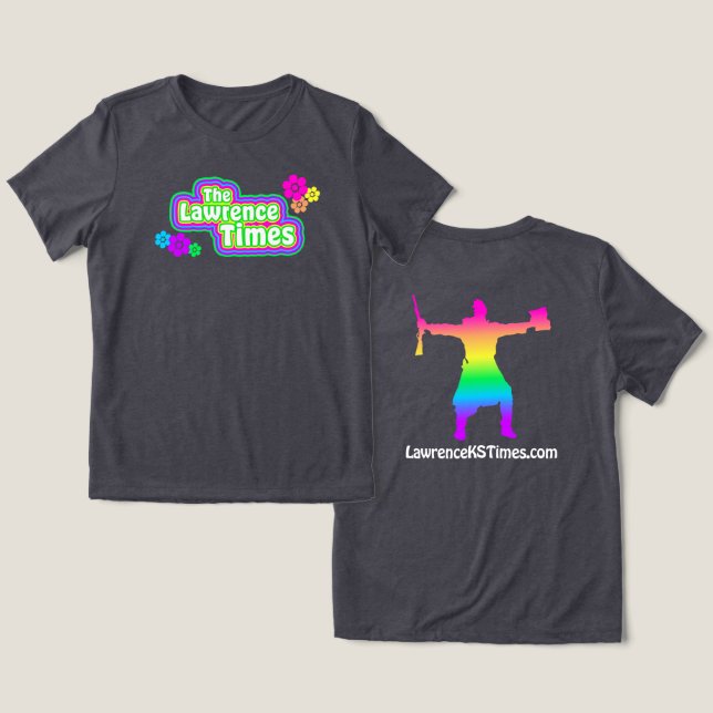 Lawrence Times groovy flower femme charcoal Tri-Blend Shirt (Design Front & Back)