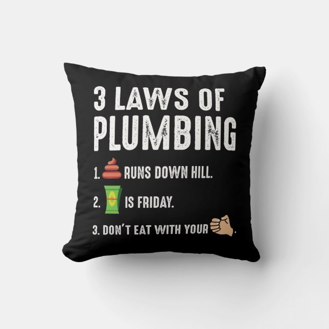 Laws Of Plumbing Gift for Plumber Journeyman Throw Pillow (Front)