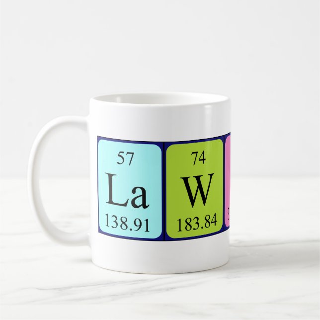 Lawson periodic table name mug (Left)