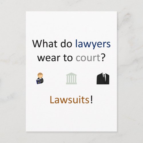 Lawsuits Joke Postcard