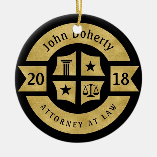 Lawyer 2018 Attorney At Law  Decorative Golden Ceramic Ornament
