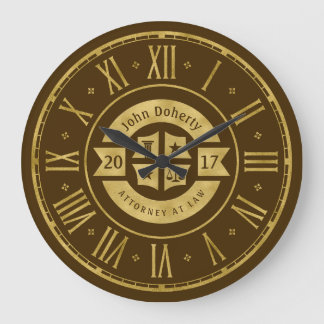 Lawyer 201X Attorney At Law | Elegant Gold Brown Large Clock