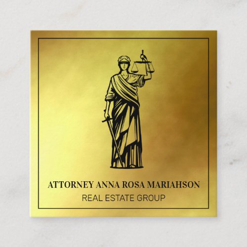  Lawyer AP15 Attorney Justice Scales Gold Foil Square Business Card