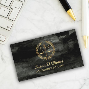 Lawyer attorney aquarel black and gold business card