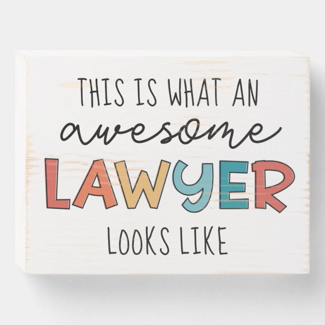Lawyer | Attorney at Law | Awesome Lawyer Funny Wooden Box Sign (Front Horizontal)