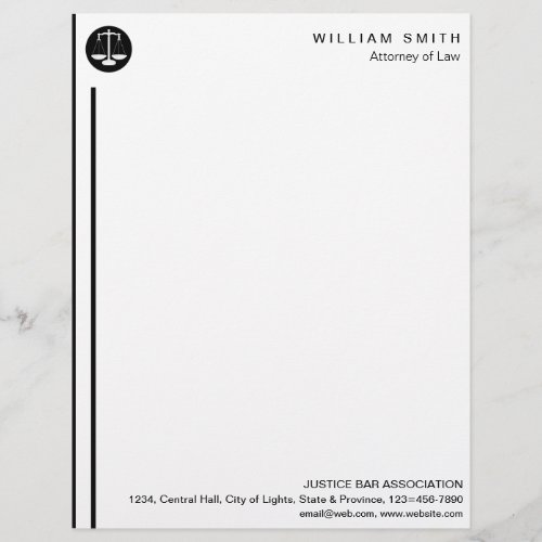 Lawyer Attorney At Law Black Scale Justice Simple Letterhead
