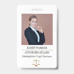 Lawyer Attorney At Law Classy White Badge