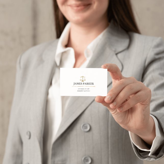 Lawyer Attorney At Law Classy White Business Card (Lawyer Attorney At Law Classy White Business Card)