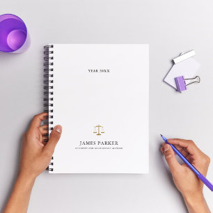Lawyer Attorney At Law Classy White Planner