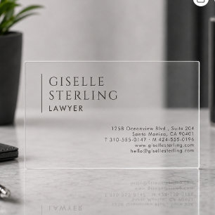 Lawyer Attorney at Law Clear Professional Business Cards