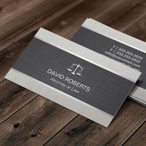 Lawyer Attorney at Law Elegant Black  White Linen Business Card