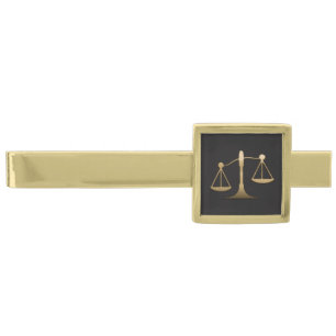 Lawyer Attorney at Law Gold Justice Scales Gold Finish Tie Clip
