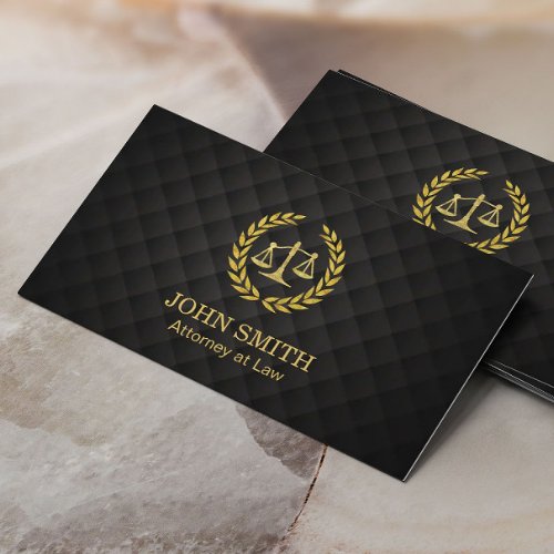 Lawyer Attorney at Law Gold Laurel Justice Scale Business Card