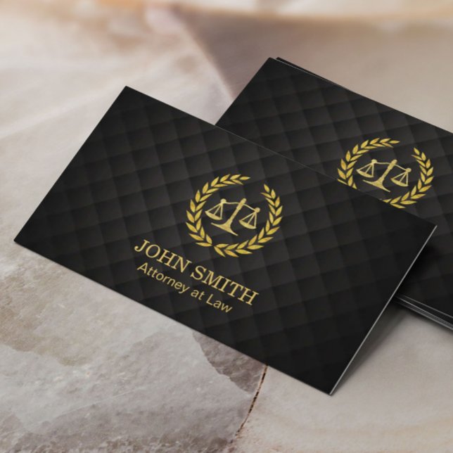 Lawyer Attorney at Law Gold Laurel Justice Scale Business Card (Creator Uploaded)