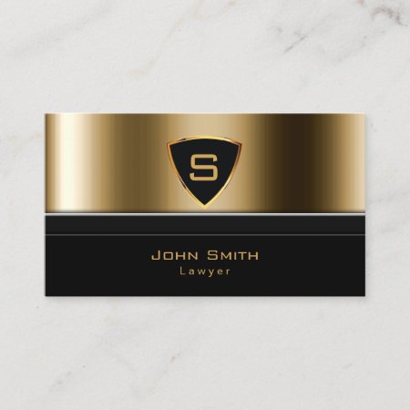 Lawyer Attorney At Law Gold Monogram Business Card