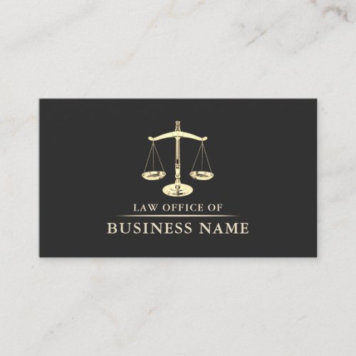 Lawyer Attorney at Law Gold Scale of Justice Business Card