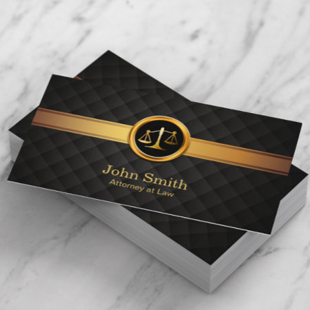 Lawyer Attorney At Law Luxury Gold Striped Business Card
