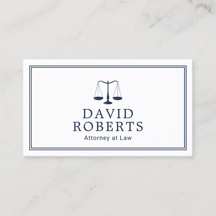 Lawyer Attorney at Law Minimalist Navy Blue Business Card | Zazzle