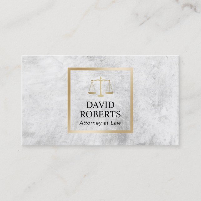 Lawyer Attorney at Law Modern Gold Scale Business Card (Front)