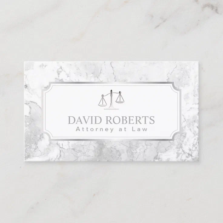 Lawyer Attorney at Law Modern White Marble Business Card Zazzle